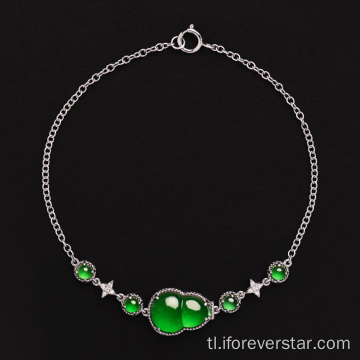 Likas na glassy jadeite jade kaligayahan at kasaganaan bracelet